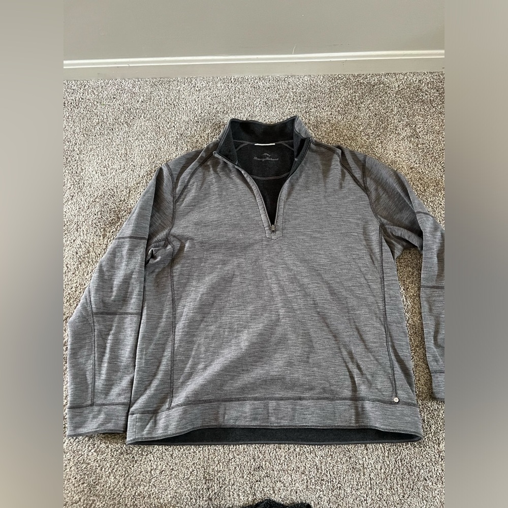 Tommy Bahama Reversible Gray Quarter Zip
